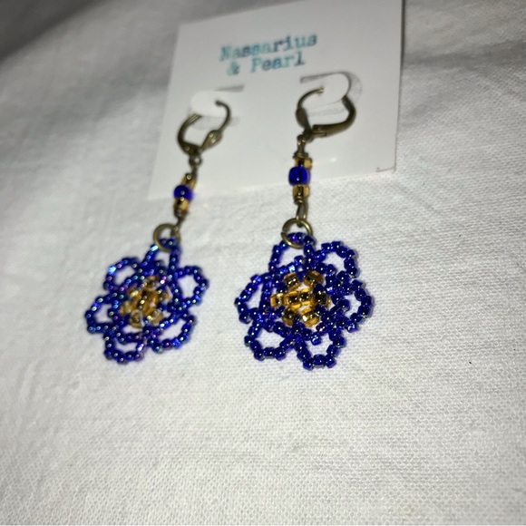 Swarovski Crystal and Seed Bead Drop Earrings - Picture 2 of 3